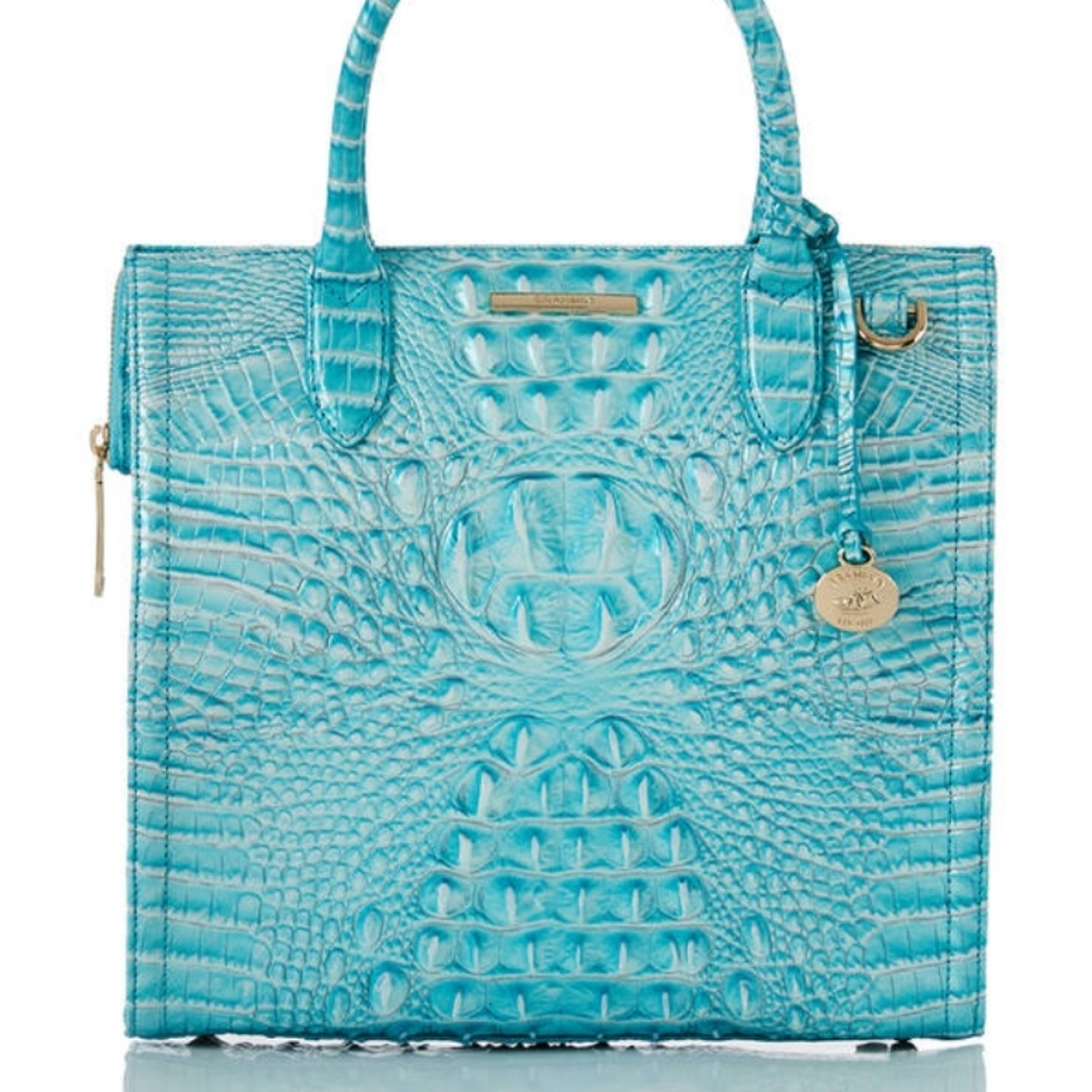 NWT 🌹Brahmin Caroline Handbag Dusty Blue Melbourne Collection leather - Picture 11 of 16
